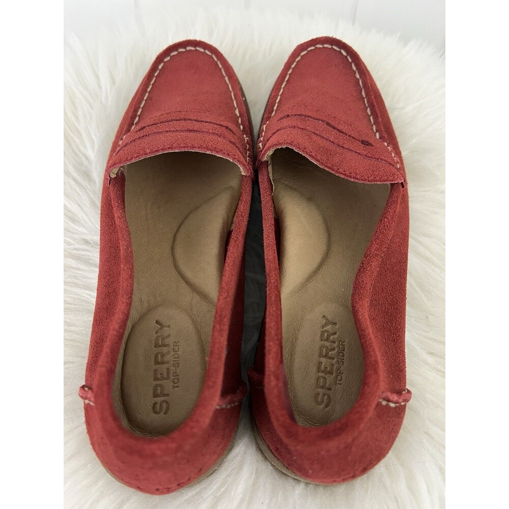 Sperry Wine Red Seaport Studded Penny Suede Loafers Womens Size 8.5 Coastal - Picture 6 of 8